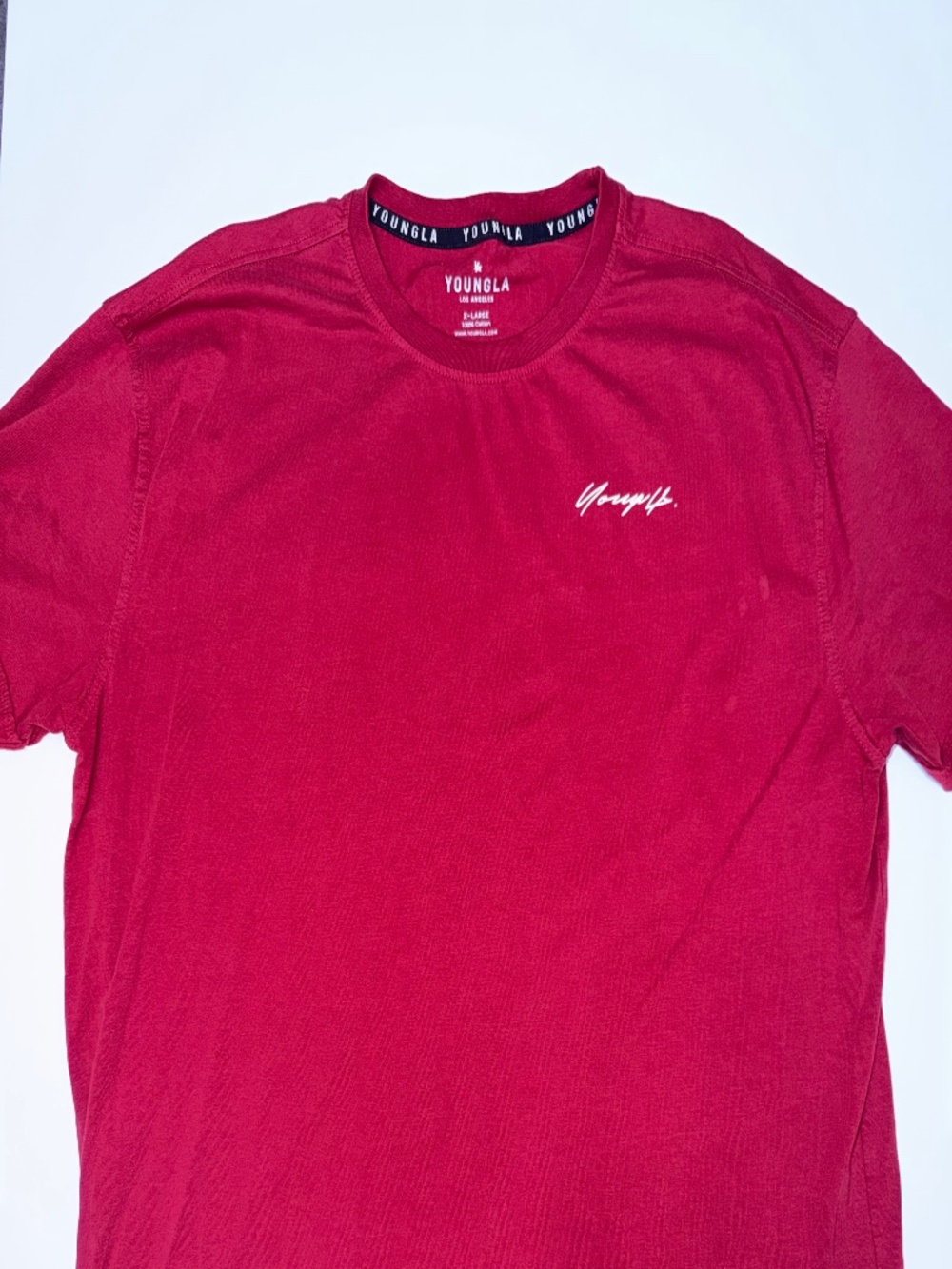 YoungLA Rose Logo Tee — Burgundy/Red XL